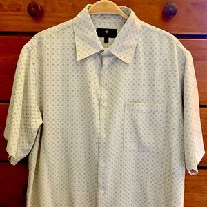 Toscanini Men’s M Cream Patterned 100% Silk Short Sleeve Shirt